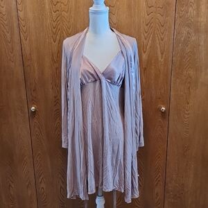 Alfani Women's Soft Taupe Robe And Negligee Set In Toupe, EUC